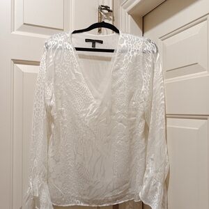 White House Black Market Textured White Blouse
